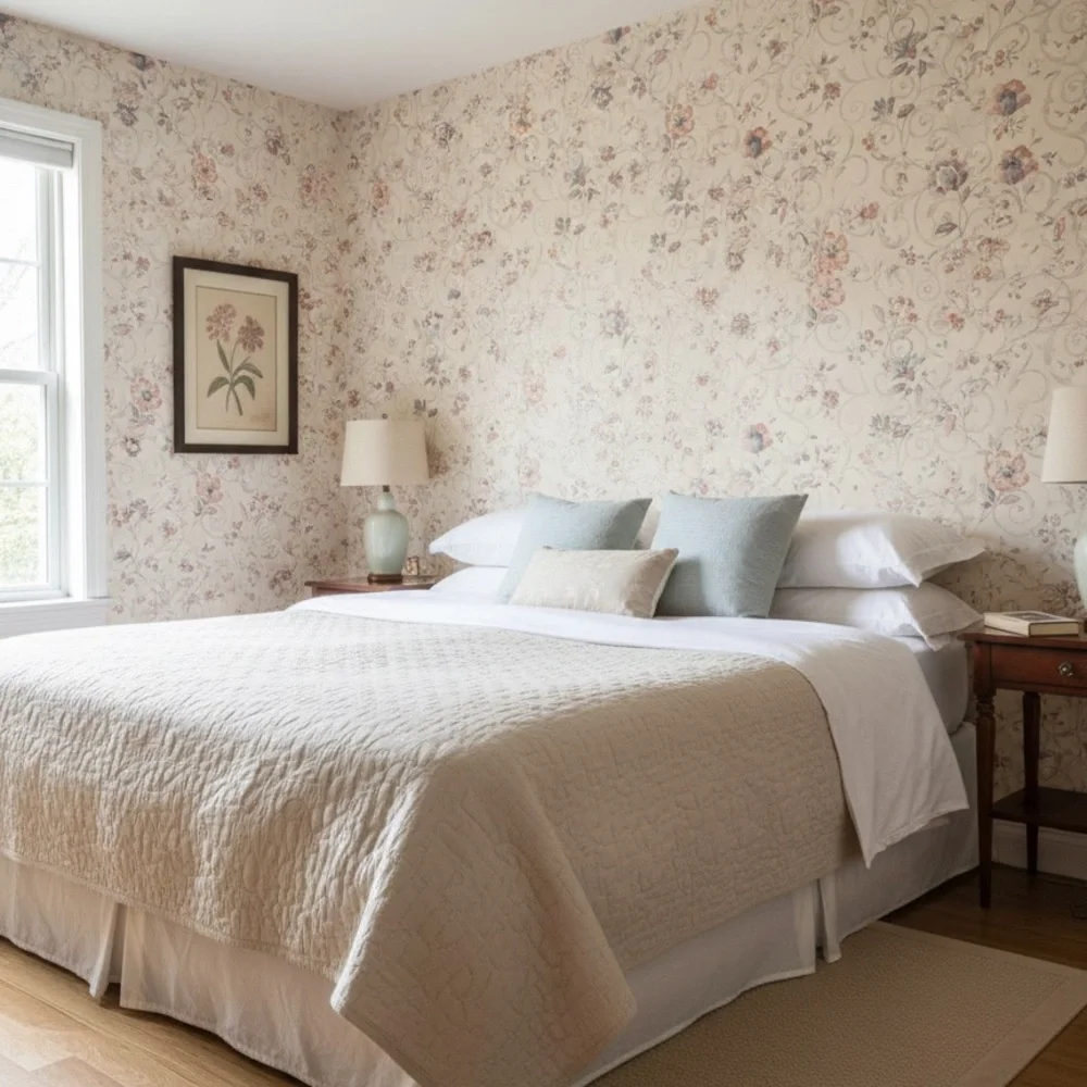 Vintage 80s Floral Wallpaper Roll 20.5” by 33’